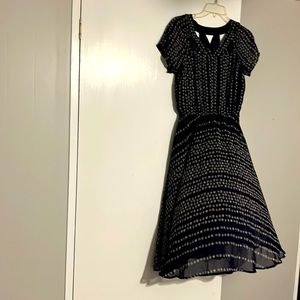 ChrisMcLaughlin short sleeve sheer dress for women with built in lining. Sz 6